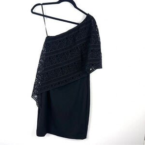 Lauren Ralph Lauren Black Lace One Shoulder Cocktail Dress Women's Size 2